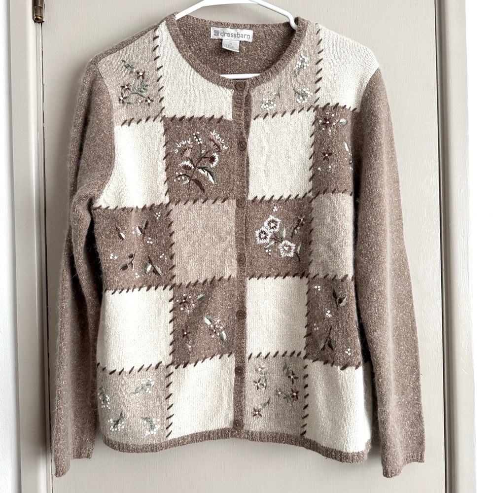 Vintage Brown and Cream Cardigan Sweater